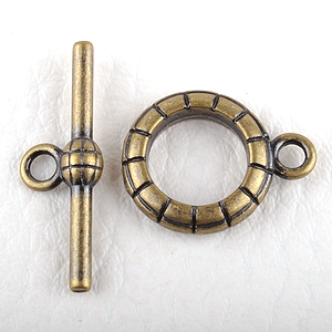 0160207 Toggle Clasp stripes, Antique Bronze Color.-0