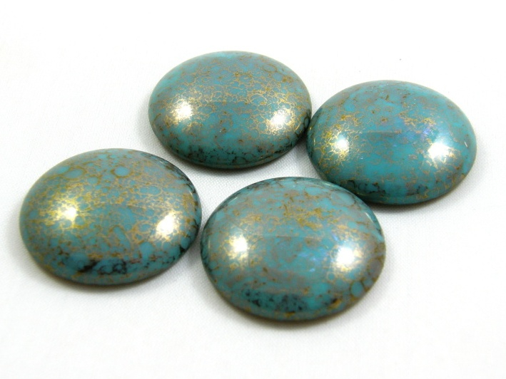 CP-18 Opaque Blue Turquoise Bronze Cabochon Par Puca® 18 mm. Round-13472