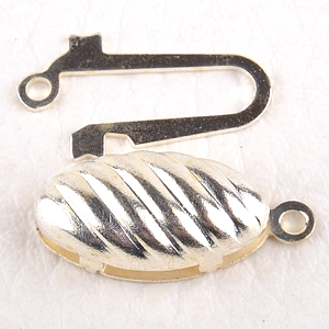 0160211 Oval Fish-Hook Clasp, Silver Color.-0