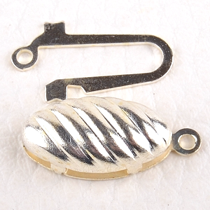 0160211 Oval Fish-Hook Clasp, Silver Color.-0 0160211 Oval Fish-Hook Clasp, Silver Color.-0