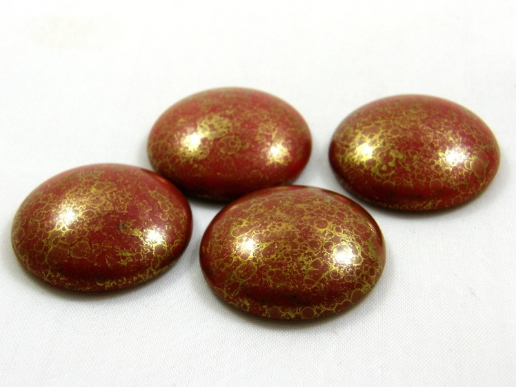CP-25 Opaque Coral Red Bronze Cabochon Par Puca® 25 mm. Round-13504