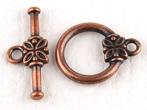 0160209 Toggle Clasp Flower, Antique Copper Color.-0