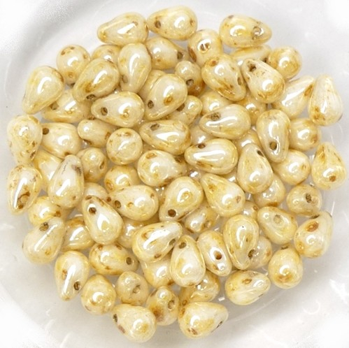 CD-02010-65401 White Alabaster Beige Marmor Luster Czech Drops 50 Pc.-0 CD-02010-65401 White Alabaster Beige Marmor Luster Czech Drops 50 Pc.-0