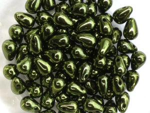 CD-23980-14495 Jet Green Metallic Czech Drops 50 Pc.-0