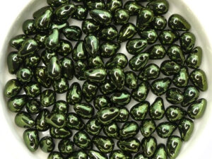 CD-23980-14495 Jet Green Metallic Czech Drops 50 Pc.-13369