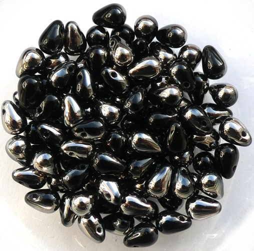CD-23980-27401 Jet Half Chrome Czech Drops 50 Pc.-0 CD-23980-27401 Jet Half Chrome Czech Drops 50 Pc.-0