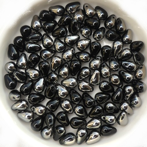 CD-23980-27401 Jet Half Chrome Czech Drops 50 Pc.-13375