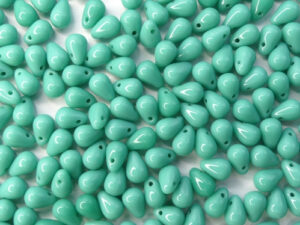 CD-63130 Opaque Green Turquoise Czech Drops 50 Pc.-13388
