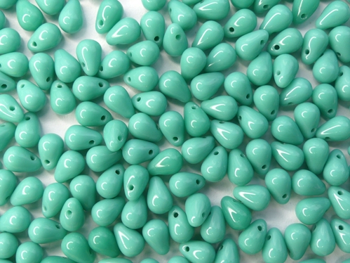 CD-63130 Opaque Green Turquoise Czech Drops 50 Pc.-13388