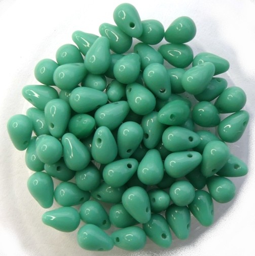 CD-63130 Opaque Green Turquoise Czech Drops 50 Pc.-0 CD-63130 Opaque Green Turquoise Czech Drops 50 Pc.-0