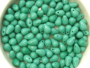 CD-63130 Opaque Green Turquoise Czech Drops 50 Pc.-13387
