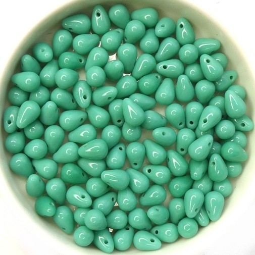 CD-63130 Opaque Green Turquoise Czech Drops 50 Pc.-13387