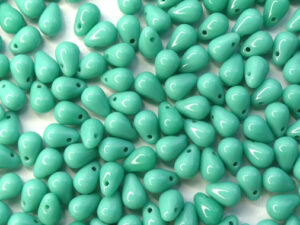 CD-63130 Opaque Green Turquoise Czech Drops 50 Pc.-13389