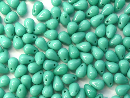 CD-63130 Opaque Green Turquoise Czech Drops 50 Pc.-13389