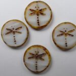 0020023 White/Grey Melee Dark Travertin Dragonfly, Table Cut 4 Pc.-0
