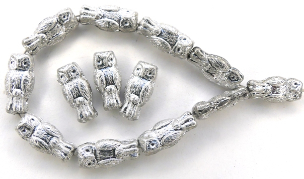 OWL-00030-27000 Owl Bead Full Silver 12 Pc.-13034