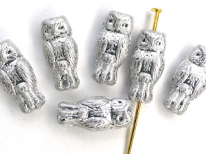 OWL-00030-27000 Owl Bead Full Silver 12 Pc.-0