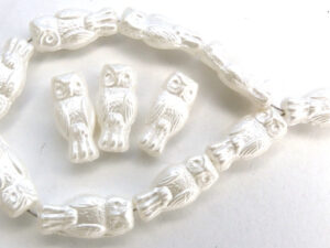 OWL-02010-25001 Owl Bead Pastel Pearl White 12 Pc.-13049