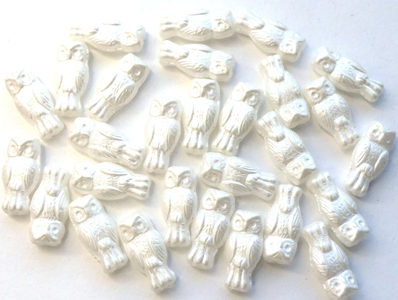 OWL-02010-25001 Owl Bead Pastel Pearl White 12 Pc.-13050