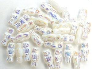 OWL-02010-28703 Owl Bead White Alabaster Full AB 12 Pc.-13057