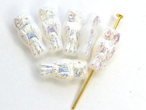 OWL-02010-28703 Owl Bead White Alabaster Full AB 12 Pc.-13056