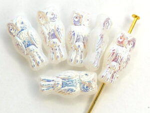 OWL-02010-28703 Owl Bead White Alabaster Full AB 12 Pc.-0