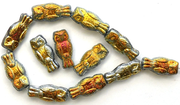 OWL-00030-28003 Owl Bead Crystal Full Marea 12 Pc.-13064