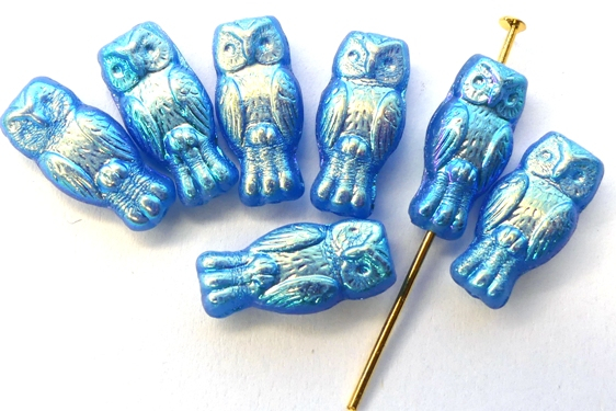 OWL-62010-28703 Owl Bead Indigo Full AB 12 Pc.-0 OWL-62010-28703 Owl Bead Indigo Full AB 12 Pc.-0