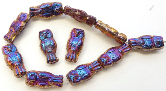 OWL-93420-29503 Owl Bead Opaque Red Full Sliperit 12 Pc.-13097