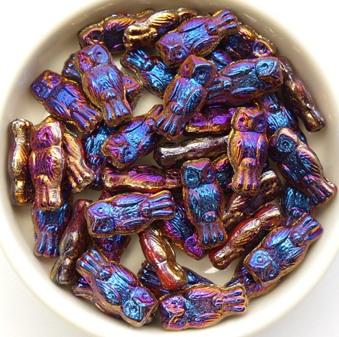 OWL-93420-29503 Owl Bead Opaque Red Full Sliperit 12 Pc.-13099