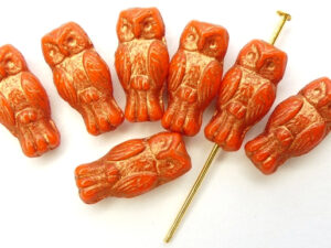 OWL-93420-54319 Owl Bead Opaque Red Bronze Patina 12 Pc.-13105