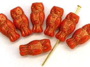 OWL-93420-54319 Owl Bead Opaque Red Bronze Patina 12 Pc.-0