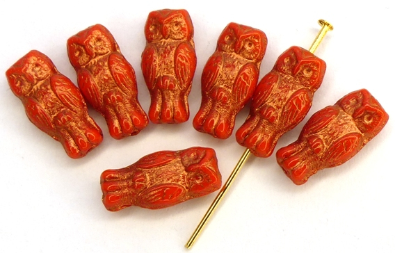 OWL-93420-54319 Owl Bead Opaque Red Bronze Patina 12 Pc.-0 OWL-93420-54319 Owl Bead Opaque Red Bronze Patina 12 Pc.-0