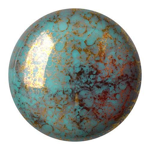 CP-25 Opaque Blue Turquoise Bronze Cabochon Par Puca® 25 mm. Round-0
