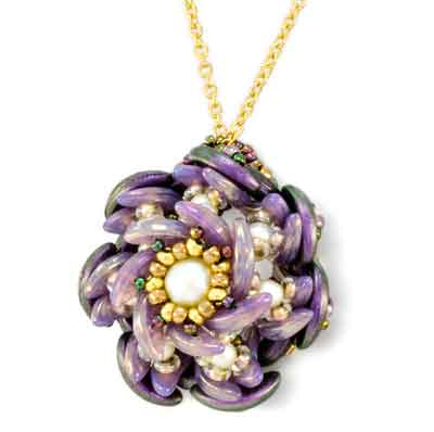 Datura Pendant, Free Pattern with CzechMates Crescent™ Beads.-0