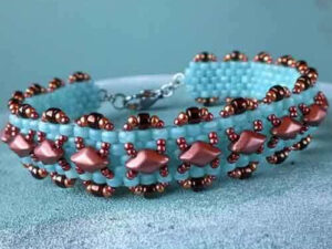 Madras Bracelet, Free Pattern with Matubo GemDuo Beads.-14122