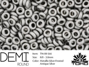 TN-08-0566 Demi Round TOHO: Metallic Frosted Antique Silver-0
