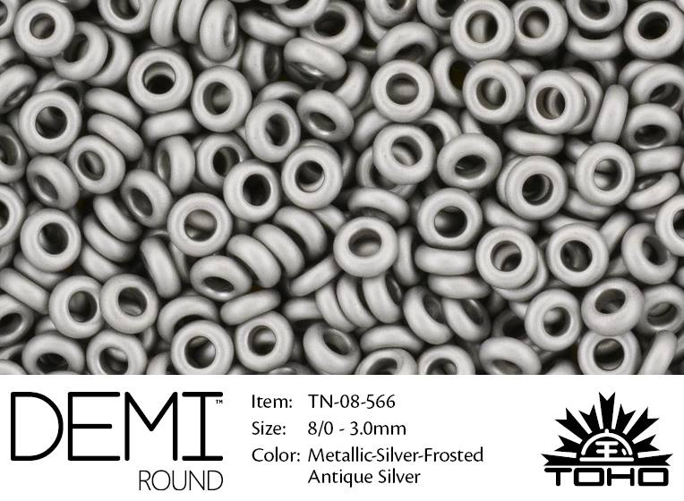 TN-08-0566 Demi Round TOHO: Metallic Frosted Antique Silver-0