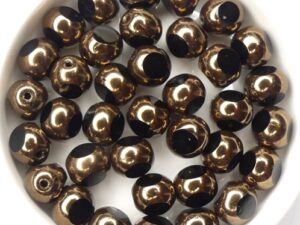 0010478 Jet Bronze, Three Cut Window Bead 15 Pc.-14565