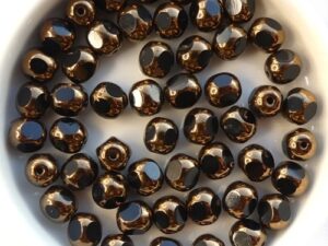 0010478 Jet Bronze, Three Cut Window Bead 15 Pc.-14563