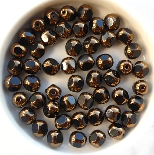 0010478 Jet Bronze, Three Cut Window Bead 15 Pc.-14563