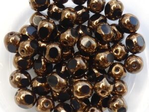 0010478 Jet Bronze, Three Cut Window Bead 15 Pc.-0