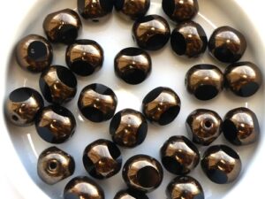 0010479 Jet Bronze, Three Cut Window Bead 10 Pc.-14570