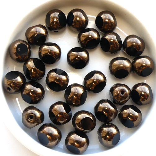 0010479 Jet Bronze, Three Cut Window Bead 10 Pc.-14570