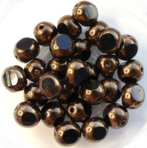 0010479 Jet Bronze, Three Cut Window Bead 10 Pc.-0