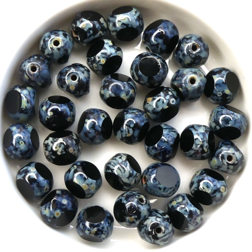 0010480 Jet Travertin, Three Cut Window Bead 10 Pc.-0 0010480 Jet Travertin, Three Cut Window Bead 10 Pc.-0