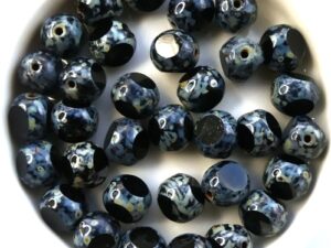 0010480 Jet Travertin, Three Cut Window Bead 10 Pc.-14574
