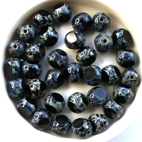 0010480 Jet Travertin, Three Cut Window Bead 10 Pc.-14574