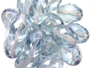 0020214 Crystal Blue/Gray Luster Oval facet 13x10 mm. 6 Pc.-14385