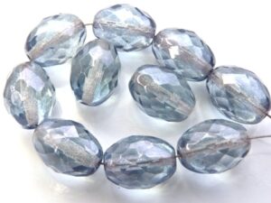 0020214 Crystal Blue/Gray Luster Oval facet 13x10 mm. 6 Pc.-0